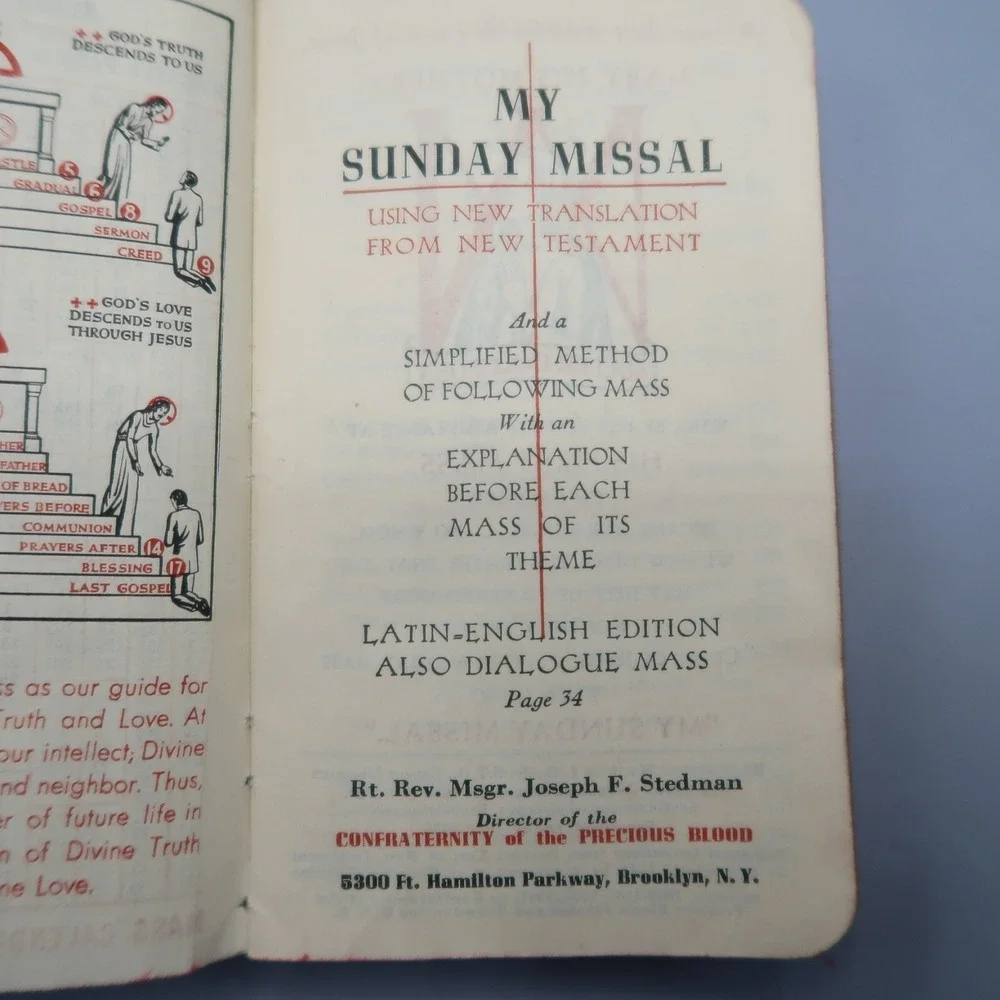 My Sunday Missal Father Stedman 1938 Religion English Catholic Mass 1961